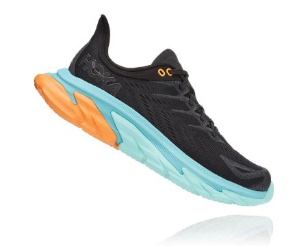 Hoka One One Clifton Edge - Adidasi Alergare Pe Drum Barbati Negrii / Turcoaz Deschis | RO-w9Cl8JY